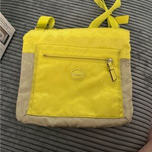 Coach Vibrant Yellow and Tan Crossbody Bag